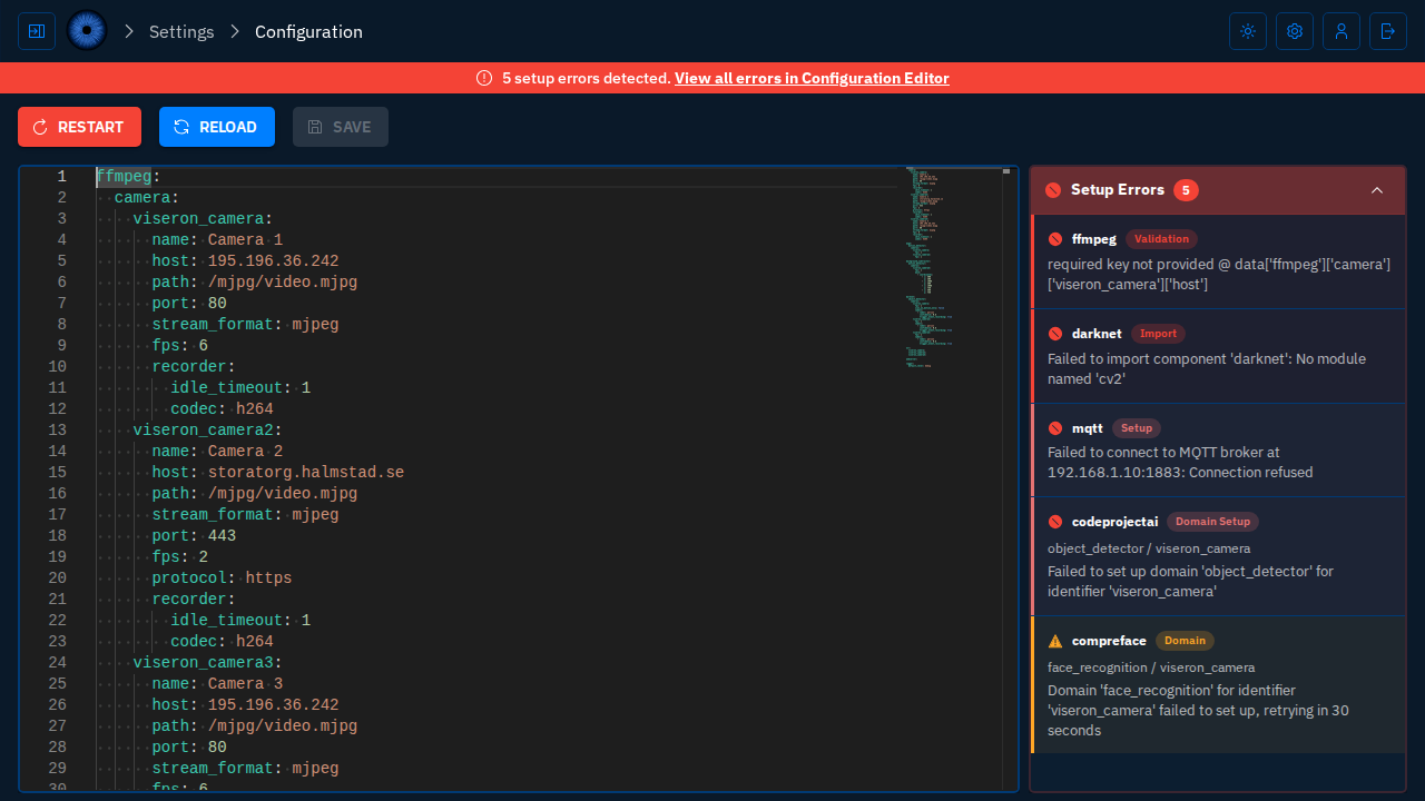 Errors sidebar